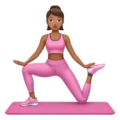 medium-skinned woman doing Pilates in pink sportswear sticker