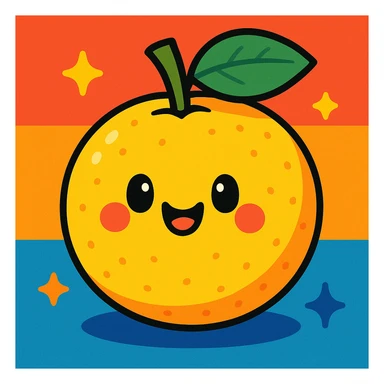yuzu fruit, cartoon style, bright and cheerful sticker
