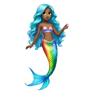 rainbow sparkle mermaid full body  sticker