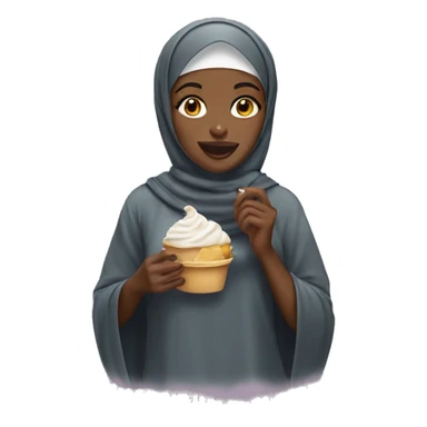 Black girl with hijab and eating glace sticker