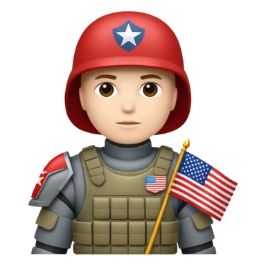 generate white full-armored american soldier with small usa flag on shoulder sticker