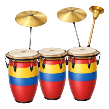 Colombian salsa music instruments - congas, trumpet, and timbales with Colombian flag colors sticker