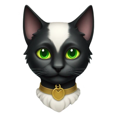 Black cat , green eyes with jester collar on neck  sticker