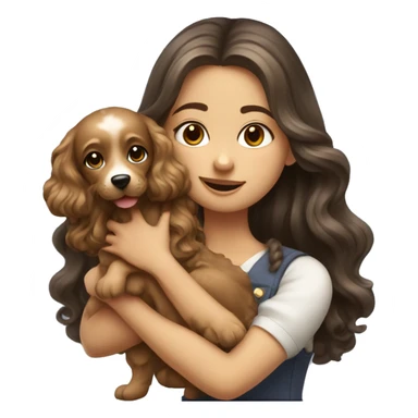 Russian long wavy hair girl holding a cute multipu dog sticker