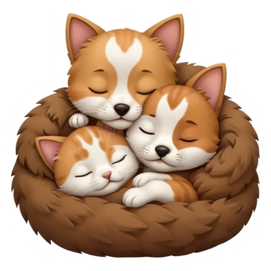 Kitten sleeping with dog puppy sticker