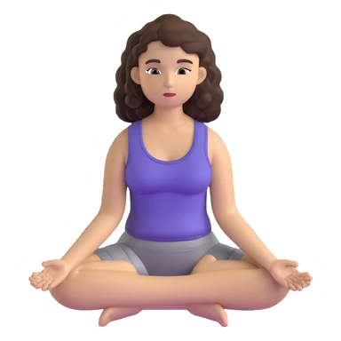 brunette girl with curly hair meditating, sitting cross-legged sticker