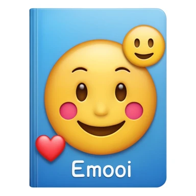 A textbook with the word 'emoji' written on the cover sticker