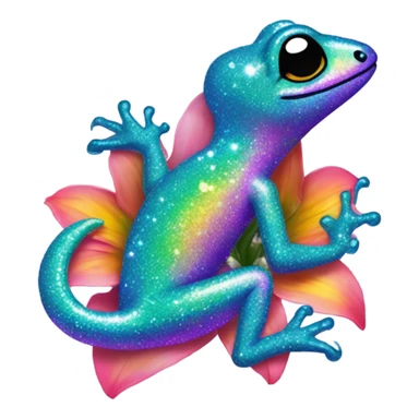 Lisa frank glitter gecko with a lily sticker