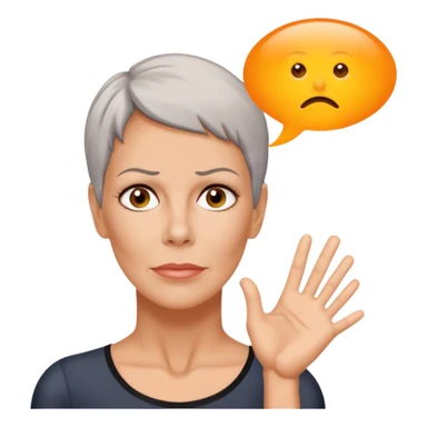 Jamie Lee Curtis speaks the word “trauma” in a text bubble sticker