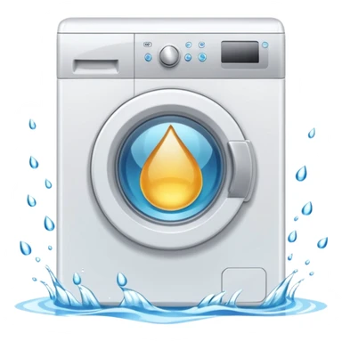 create an icon for white washing machine with big water drop in front sticker