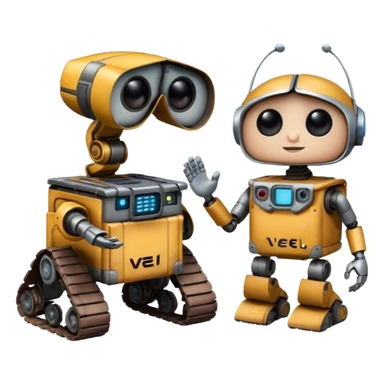 WALL E holding EVE a hand sticker