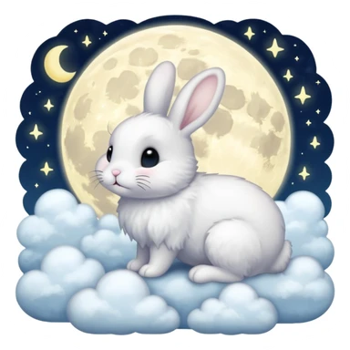 🐰☁️🌙 Dreamy bunny under the moon sticker