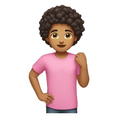 lightskin boy pink shirt short dark curly hair sticker
