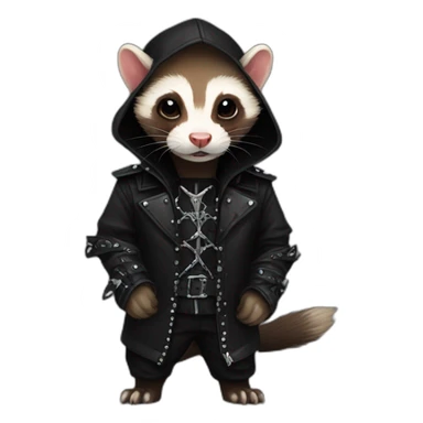 Red ferret wearing black gothic heavy metal clothing sticker