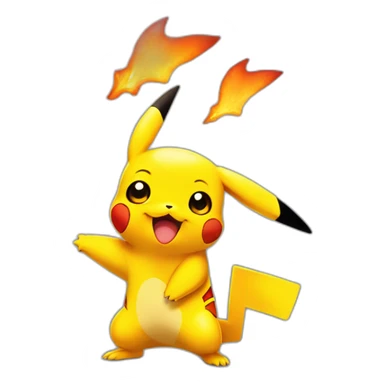 Cute pikachu with charmander sticker