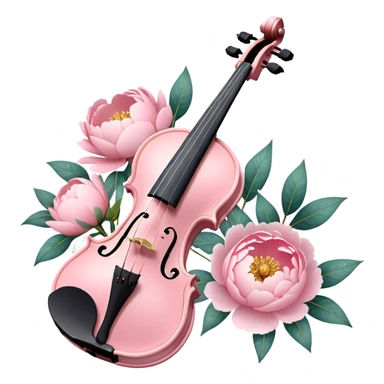 soft pastel pink roamin romantic violin with peonies and glitter sticker