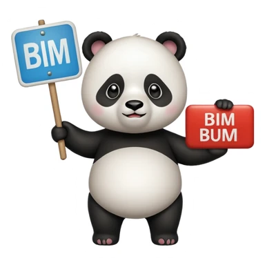 Panda con cartel que dice BIM BAM BUM sticker
