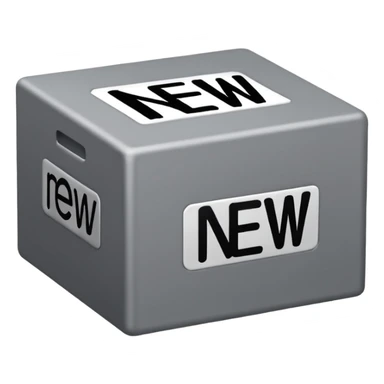 create the word " NEW" In grey color square shape box in capital letter sticker