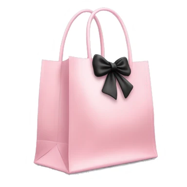 realistic light pink shopping bag with black bow sticker