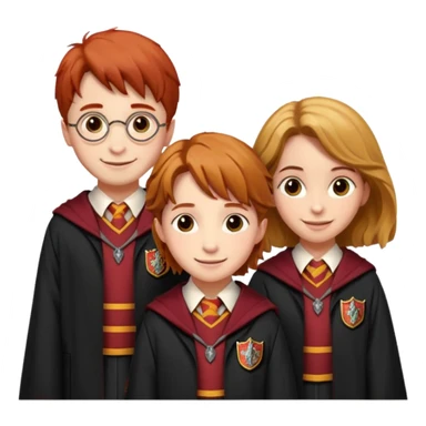harry potter, ronald weasley and hermione granger in gryfinndor uniform sticker
