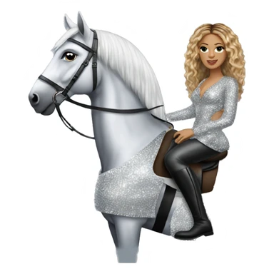beyonce wearing silver crystal leopard riding silver sparkly horse sticker