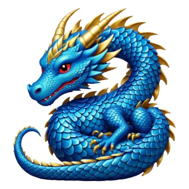 Blue dragon with gold accents sleeping with zzz sticker