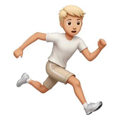 Character running for their life with panic expression, motion lines behind sticker