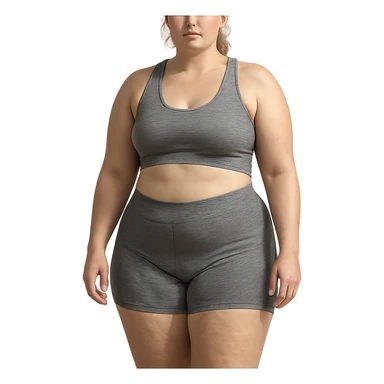 hyper realistic 4K woman in sportswear, fat on thighs and legs, normal physique, skin details, natural light sticker