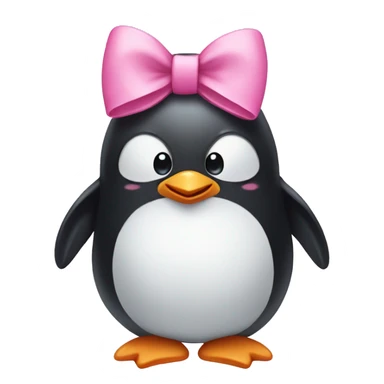 baby penguin with a pink bow sticker