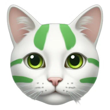 White cat with green stripes sticker