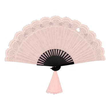rococo pale pink fan with lace sticker