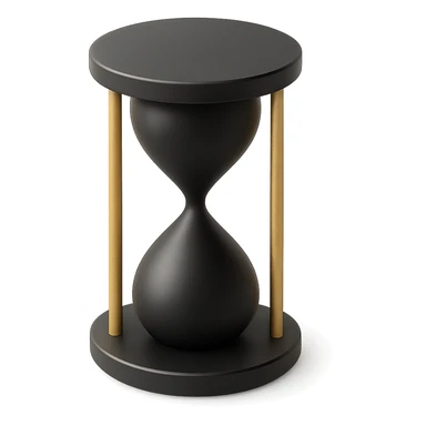 a modern minimalist hourglass in 3D black style sticker