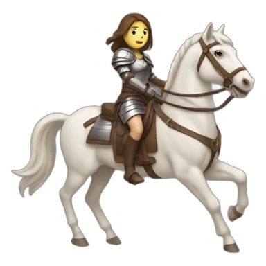 woman on horse going into battle sticker