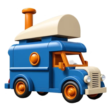 Ron’s Professional antique tall Flintstones moving van hot rod (bug shaped) Lego  sticker