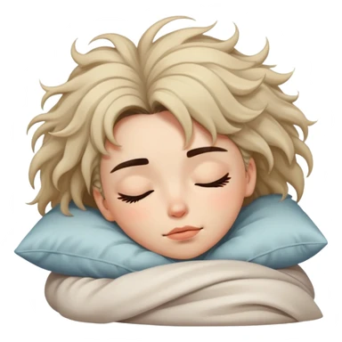 Girl sleeping with bushy, dark eyebrows and messy hair sticker