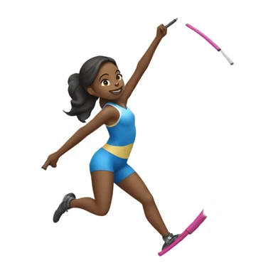 Girl with a pole vault pole in her hand sticker