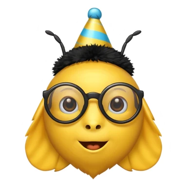 bee with party hat and eye glasss sticker