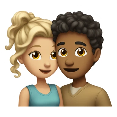 blonde wavy hair girl and hispanic boyfriend with dark hair kissing sticker