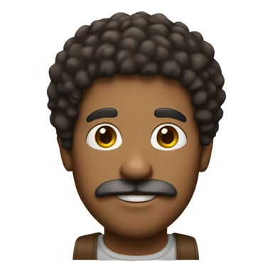 White man mustache brown afro sticker
