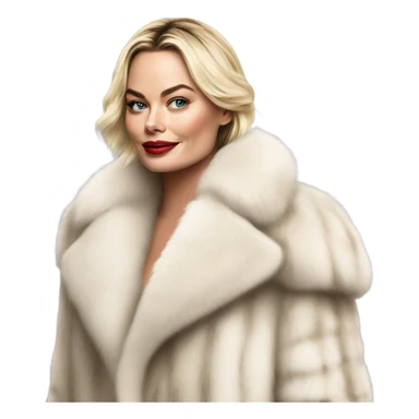 Margot Robbie in fur coat  sticker