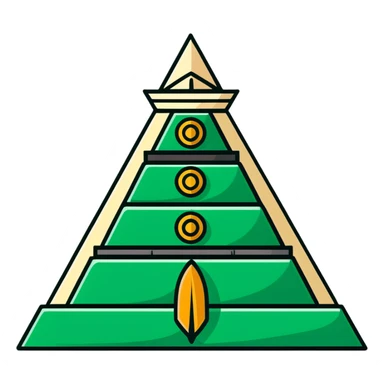 Minimalist Maya pyramid and ritual knife symbols, white and deep green only, flat design with clean lines sticker