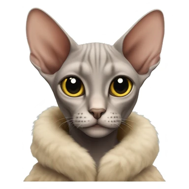 Sphinx cat wearing a fur coat  sticker