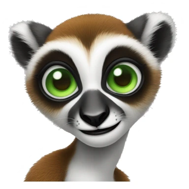 female lemur with giant green eyes with long eyelashes who is a social media manager maybe uses a PC or is on the phone or drinks a coffee sticker