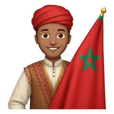Un homme avk le drapeau Du Maroc sticker