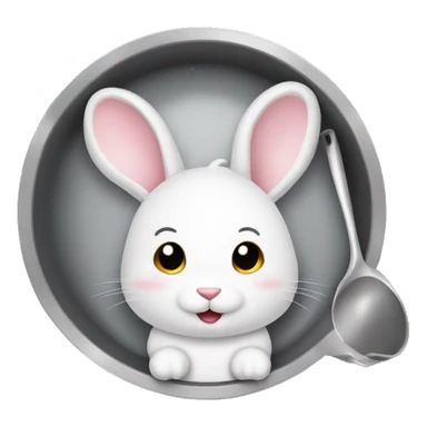 Cute white bunny with frying pan sticker