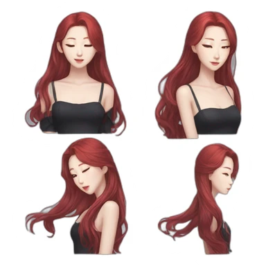 Hyunjin long red hair sticker
