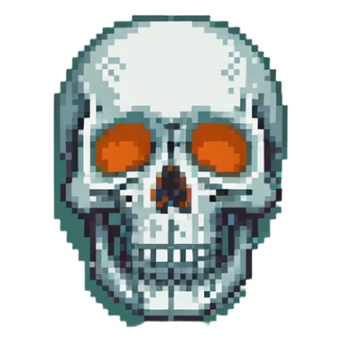 teal and orange skull sticker