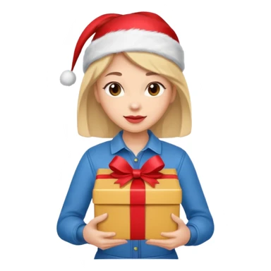 woman courier holding gift box sticker