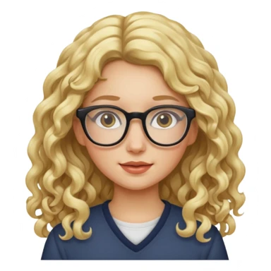 blond girl with glasses long curly hair sticker