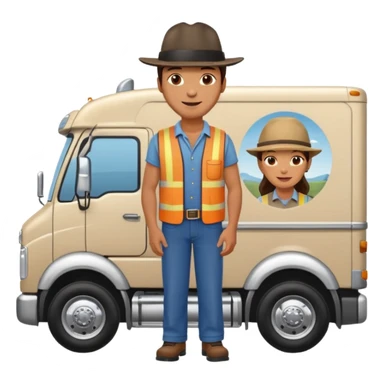 Kamyon şoförü Yarı Kamyon Karikatür çizimi kamyon yan dursun şoför de dışarda yanında olsun sticker